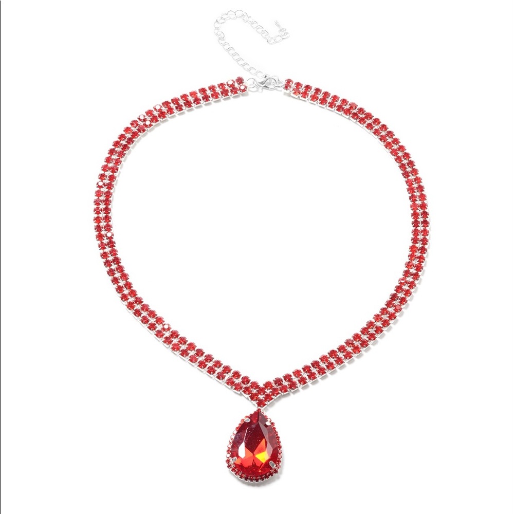 Beautiful Ruby Red Austrian Crystal Necklace - image 3